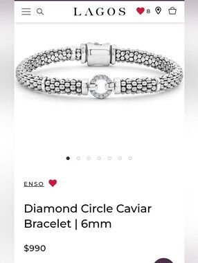 LAGOS Enso Diamond Circle Caviar Bracelet in Sterling Silver